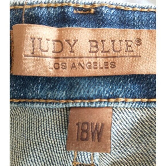 Judy Blue Slim Fit Lightly Distressed Denim Blue Jeans Stretch - 18W (35 x 28.5) - Picture 10 of 11